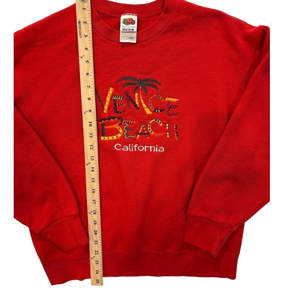 Fruit of the Loom Best‎ Red Venice Beach California Crewneck Sweatshirt Size L - Picture 7 of 9